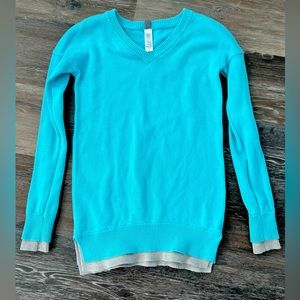Ivivva by Lululemon On the Go Sweater aqua/grey sz 12